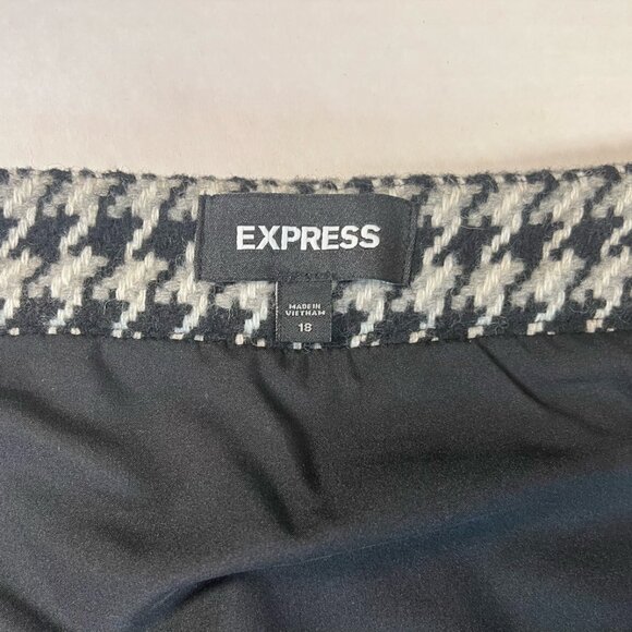 Express Women's Houndstooth Wool Blend Mini Skirt, Front Zipper, Plus Size, 18 - Picture 5 of 8